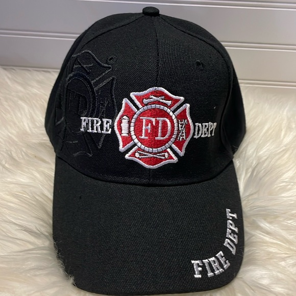 Fire Department Black Embroidered Baseball Cap - Picture 10 of 12